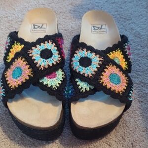 Women's Vibrant Crochet Platform Sandals